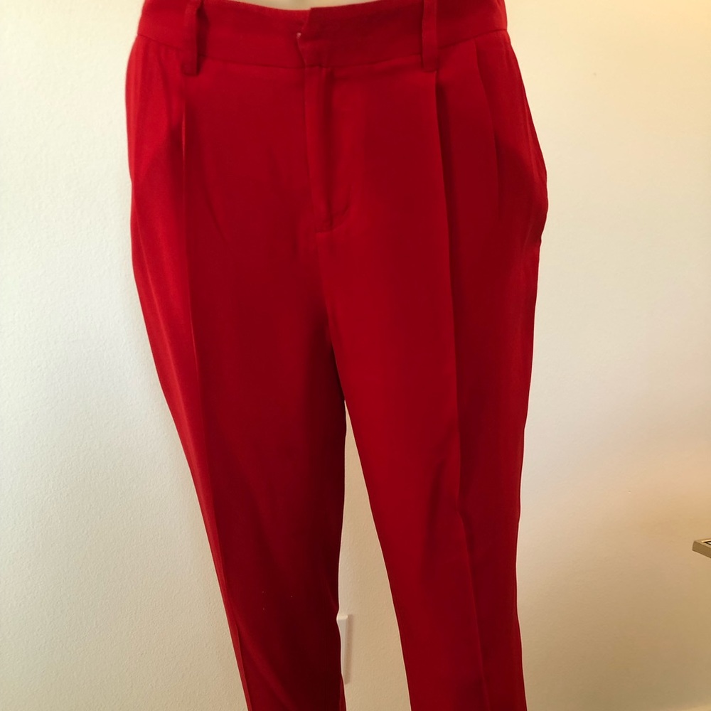 Red Silk Pants Catherine Maladrino Size 2